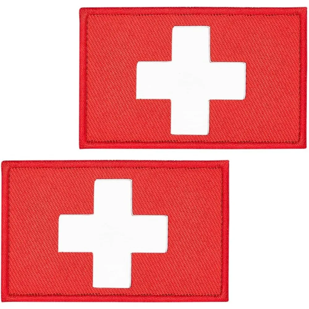 4 adet Medic Kızıl Haç Yama İlk Yardım Morable Yamalar Moral Kanca ve Döngü Rozeti Molle Çapraz Desen Aplike