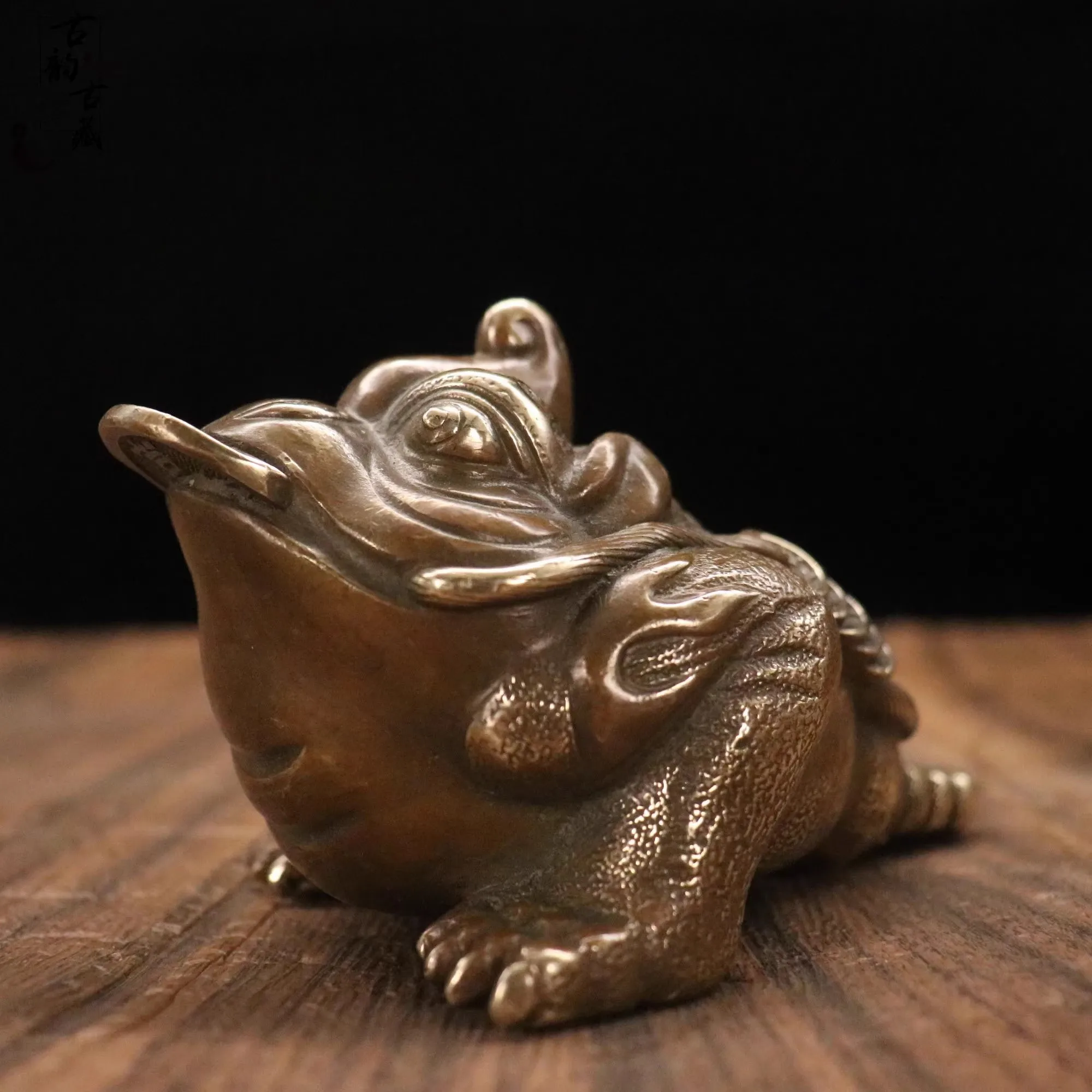 Old copper toad tripod cicada statue,Free shipping