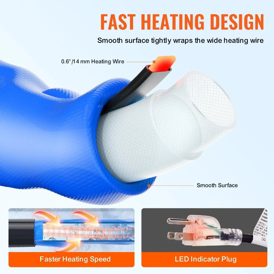 Selang Air Panas 100ft untuk RV, Selang Air Minum Berpemanas Anti-Beku 45F