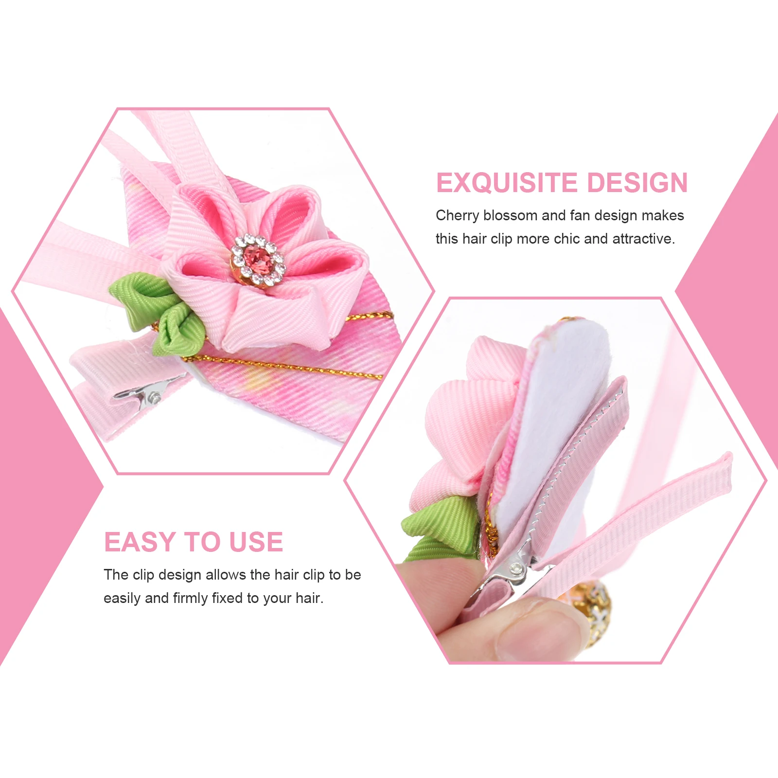 

2pcs Cherry Clips Girls Cheongsam Hairpins Fan Design Wedding Party Accessories Easy Match Everyday Wear