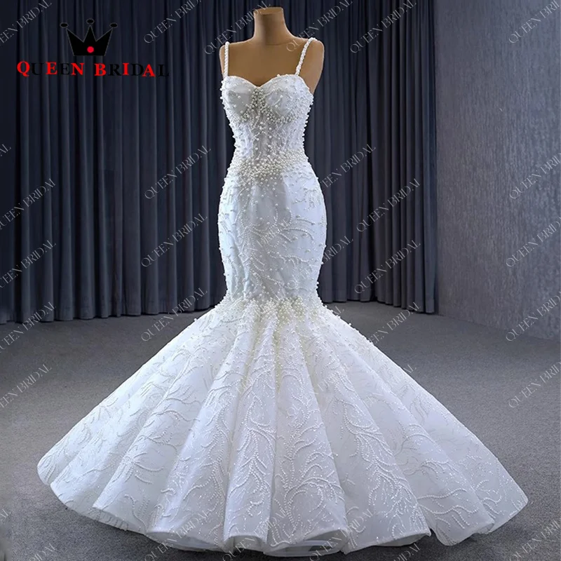 Mermaid Wedding Dress 2024 Exquisite Beading Pearls Lace Sweetheart Spaghetti Straps Bridal Gown Vestidos De Novia Custom H96X