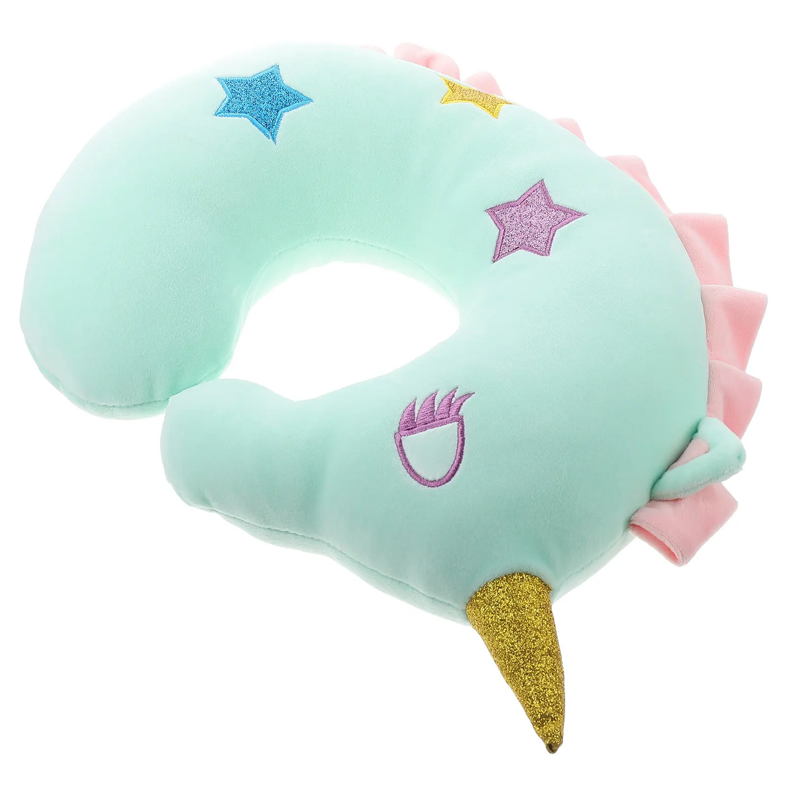 Cartoon Unicorn U-Shaped Neck Pillow Gentle Supple Material Excellent Neck Support Comfortable Travel Pillow for Home Office