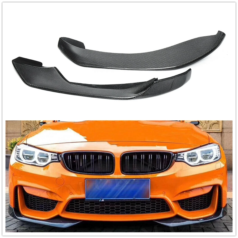 Real Carbon Fiber Front Bumper Side Corner Splitter Lip For BMW F80 M3 F82 F83 M4 2014-2019 Car Lower Spoiler Plate Cover Trim