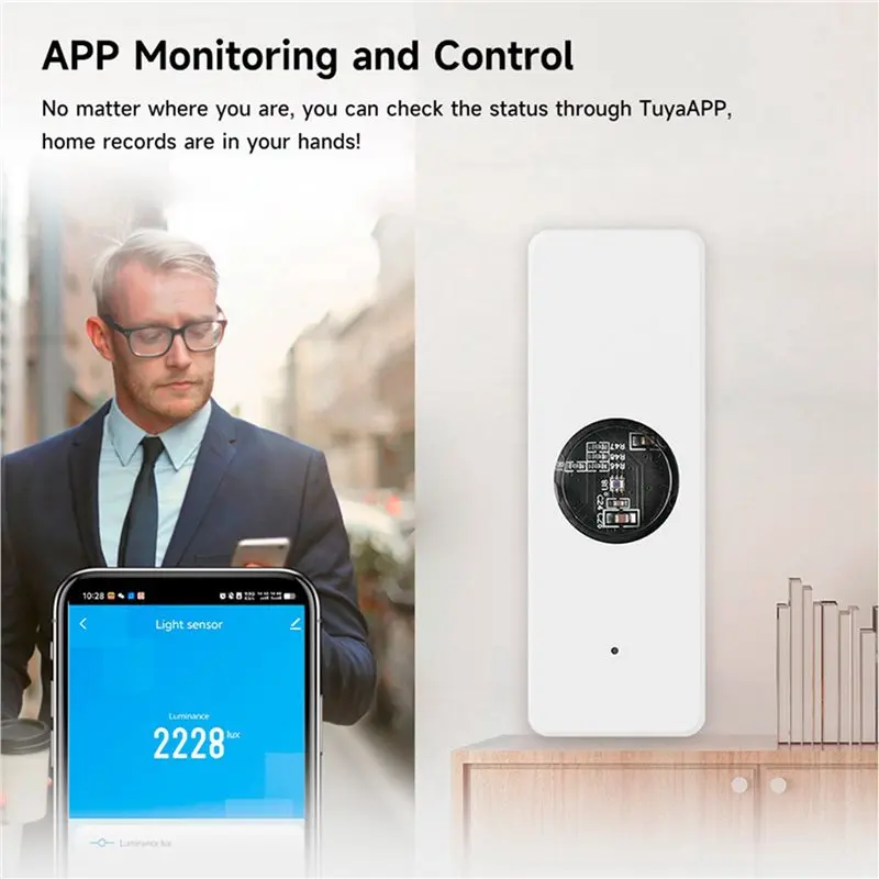 B50B-3X Tuya Zigbee Light Sensor Luminance Sensor Sensor Real-Time Luminance Detection Smart Home Automation App Control