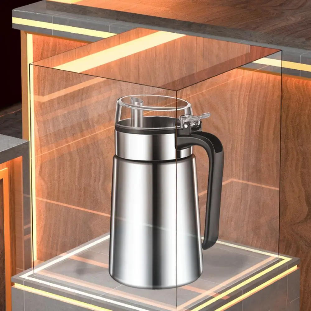 For AKL 304 Stainless Steel Oil Pot Leakproof Kitchen Cruet Bottle Dustproof Vinegar Sauce Dispenser Modern Storage Gadget
