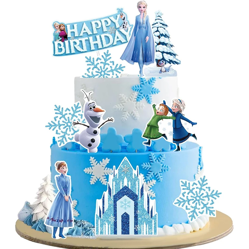 Disney Frozen ธีมตกแต่งเค้กวันเกิดเจ้าหญิงแช่แข็งสาวที่ชื่นชอบ Baby Bath Party Supplies Anna เค้กถ้วยตกแต่ง