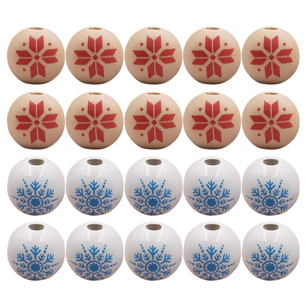 

60 Pcs Snowflake Beads Christmas Jewelry Craft Wood for Crafts Romantic Making DIY Necklace Loose