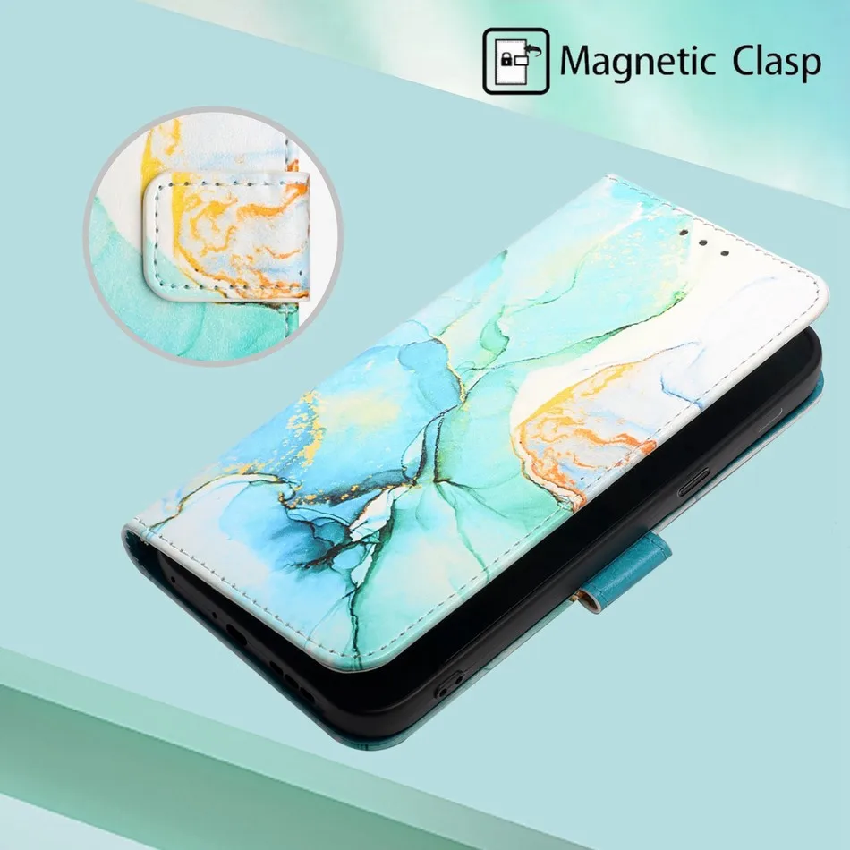 Custodia Flip di lusso per Fundas OPPO Reno 10 7Z 7 6Z 6 5F 8T 8 Lite Pro 5G Slot per schede color marmo Portafoglio Proteggi la copertura D03G