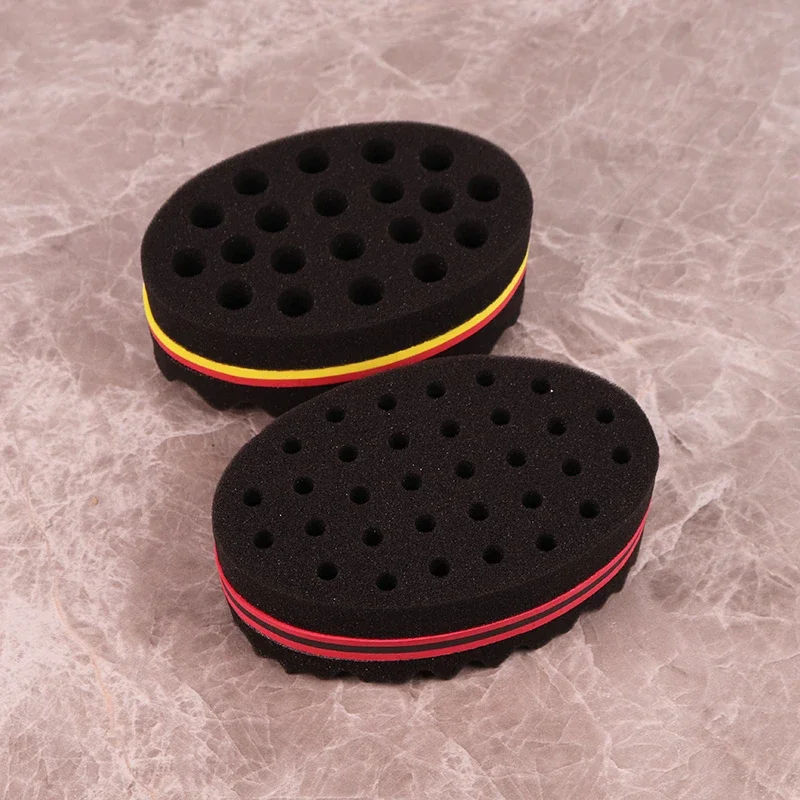 1pcs Double-Sided Magic Twist Brush Sponge Hair Salon Styling Oval Dual-Use Perforated Curly Hair Sponge Wave Hair Tool