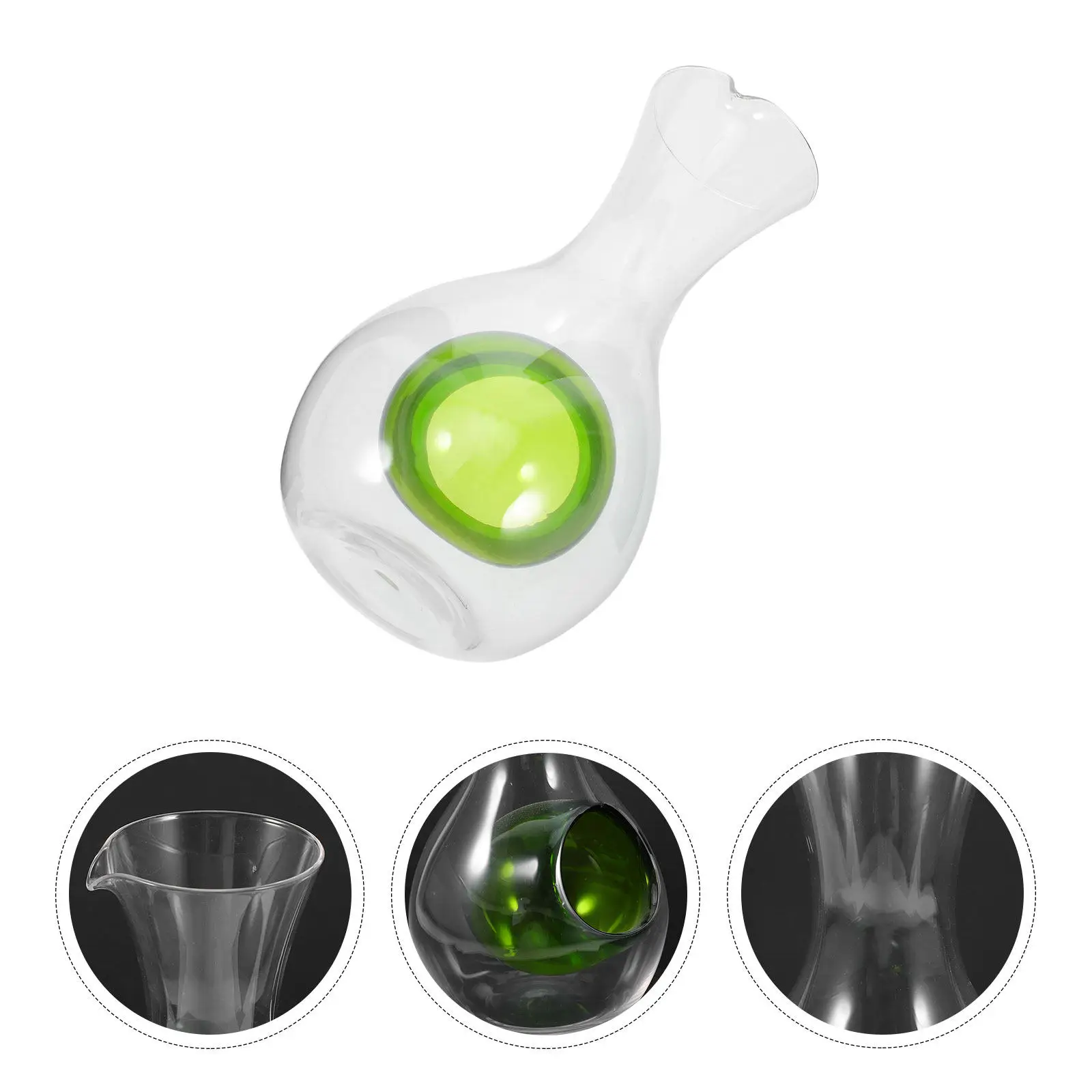 Decantador de Sake Frío de Vidrio 400ml con Ranura para el Pulgar, Enfriamiento Rápido, Garrafa Individual para Vino, Contenedor de Bebidas, Jarra Pequeña de Vidrio