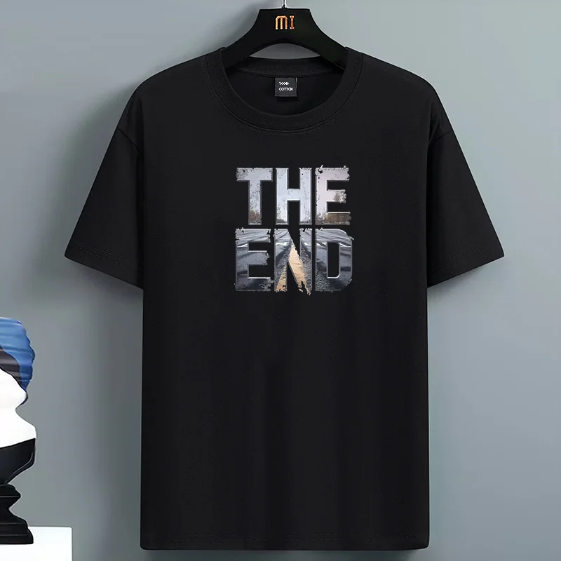 الصيف للرجال 100% القطن عادية فضفاض صالح كبير نهاية طباعة الجولة الرقبة قصيرة الأكمام تي شيرت علوي شارع العليا للجنسين نمط