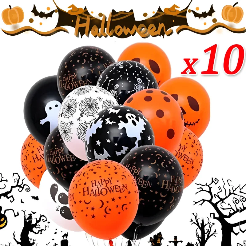 12Inch Halloween Balloons Skull Ghost Pumpkin Horror Balloon Happy Helloween Party Decoration Orange Black Thickened Latex Balls