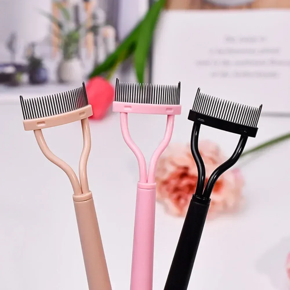 NEW 2-in-1 Folding Eyelash Separator Metal Teeth Straight Eyelash Curler Eyelash Brush Comb Mascara Curl Lash Beauty Makeup Tool