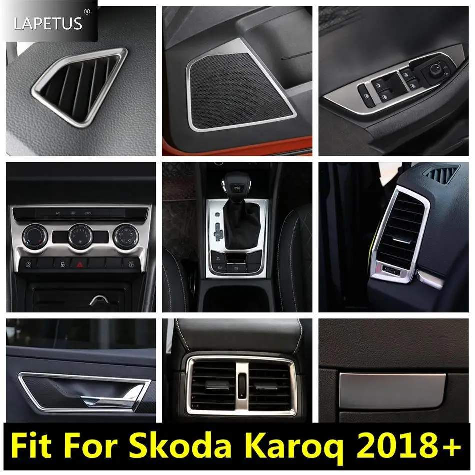 

Door Speaker / Gear Shift / Window Lift Button / Air AC Vent Panel Cover Trim For Skoda Karoq 2018 - 2022 Car Silver Accessories