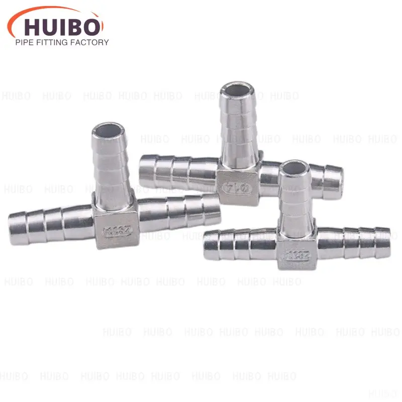 1pcs 304 Stainless Steel T-Shape Tee Barb Hose Fittings 6mm- 32mm Pagoda Plumbing Connector 3 Way Hose Tube Barb Barbed Coupling