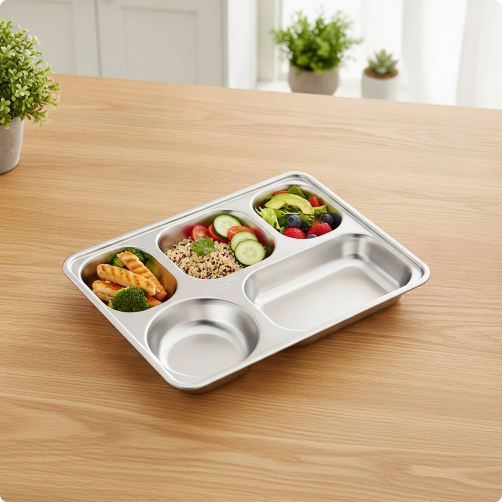 Divided Serving Tray Food-Grade Divided Tray Serving Platter with Compartments Reusable Tableware Long-Lasting for Children