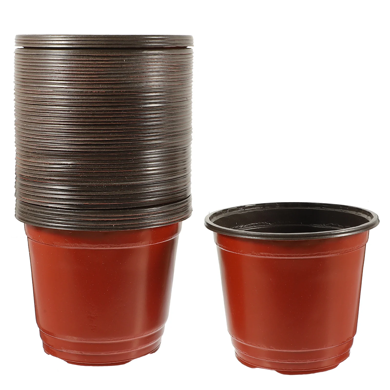 50PCS Plastic Flowerpot Creative Breathable Flower Pot Succulents Flower Pot Basin Pot - Diameter 120mm (Brown)