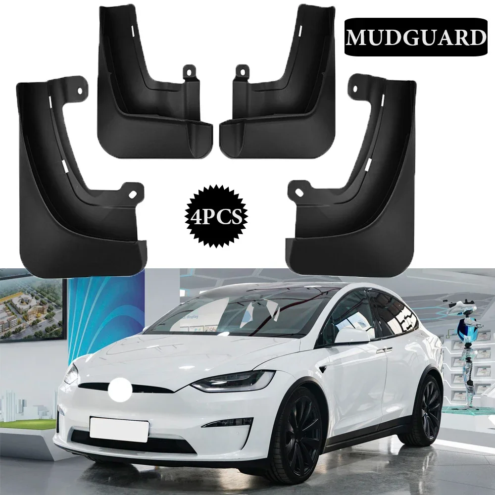 

4PCS Car-styling MudFlaps For Tesla Model X 2023 Mud Flaps Splash Guard Mudguards Front Rear Fender Car Accessories