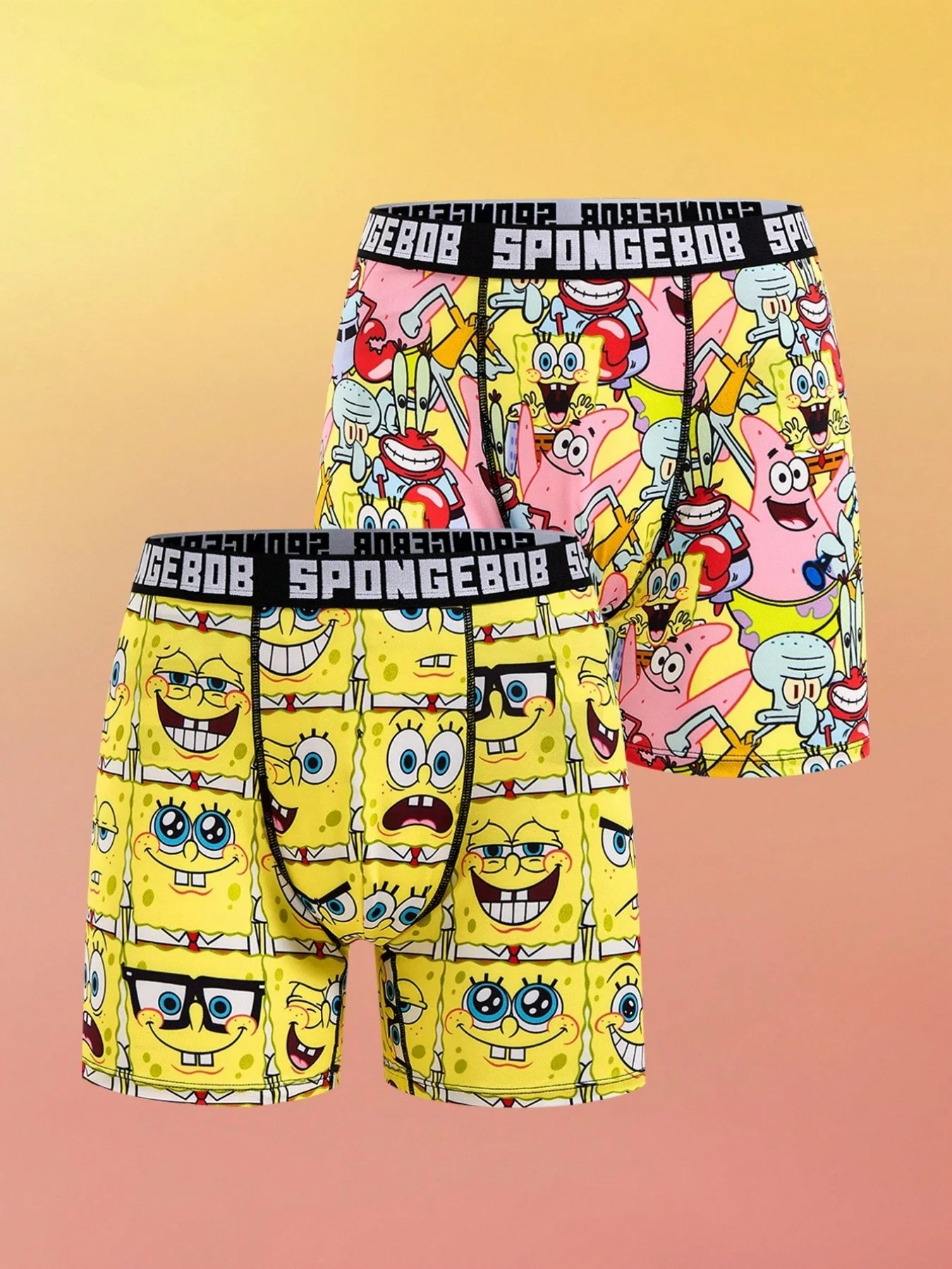 New SpongeBob SquarePants Pattern Cartoon Boxer Shorts Panties Printed Underwear Quilt Underpants Men Comfortable Boxers Briefs