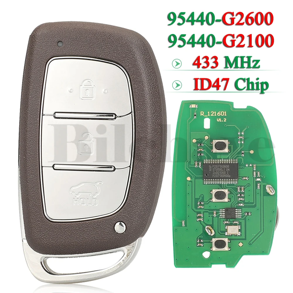 

jingyuqin 3 Buttons 95440-G2600 95440-G2100 433MHz ID47 Chip Remote Car Key for Hyundai Ioniq 2017 2018 2019 Replacement