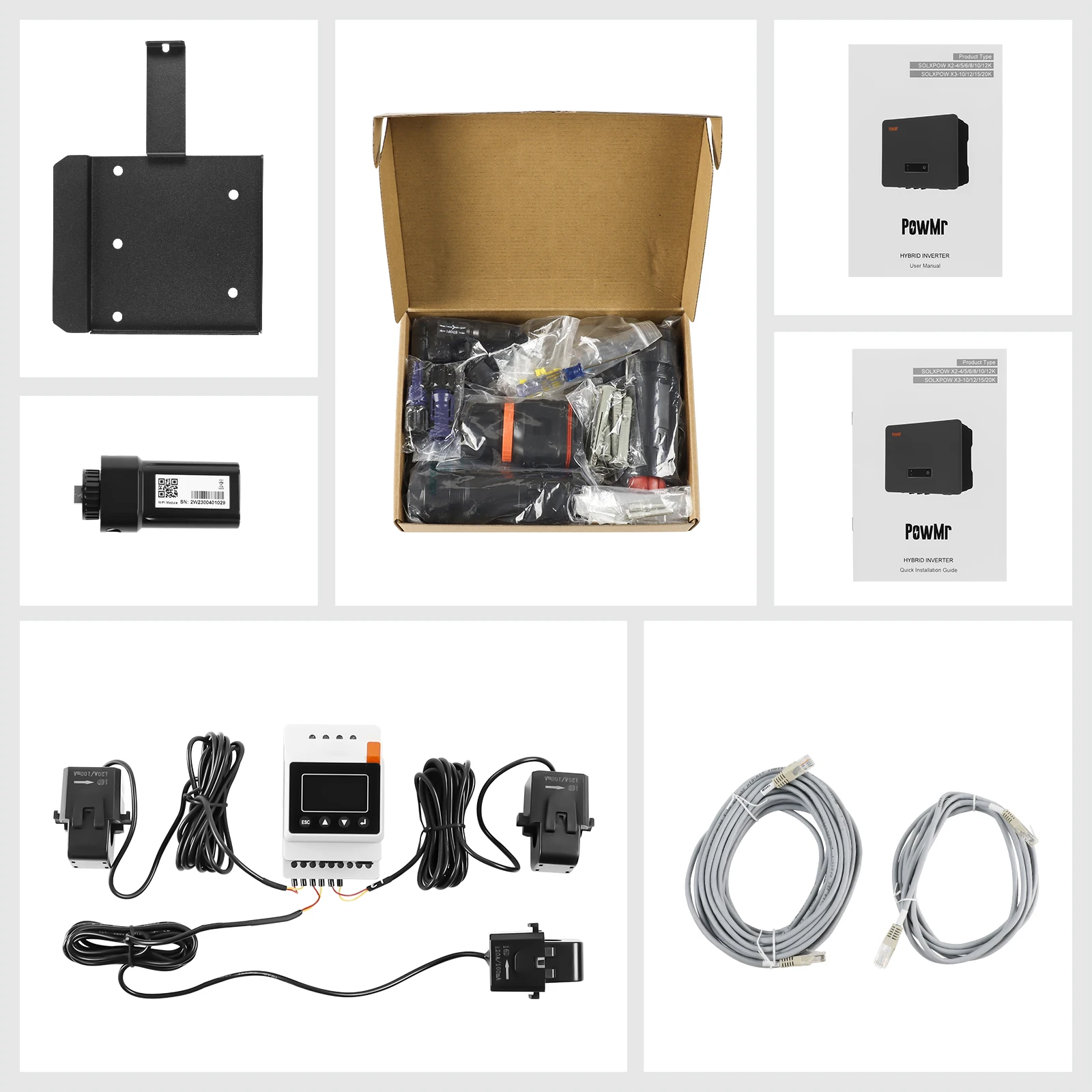 PowMr Three Phase 12KW 20KW IP65 Solar Inverter High Efficiency Off Grid And On Grid Energy Storage Hybrid Inverter