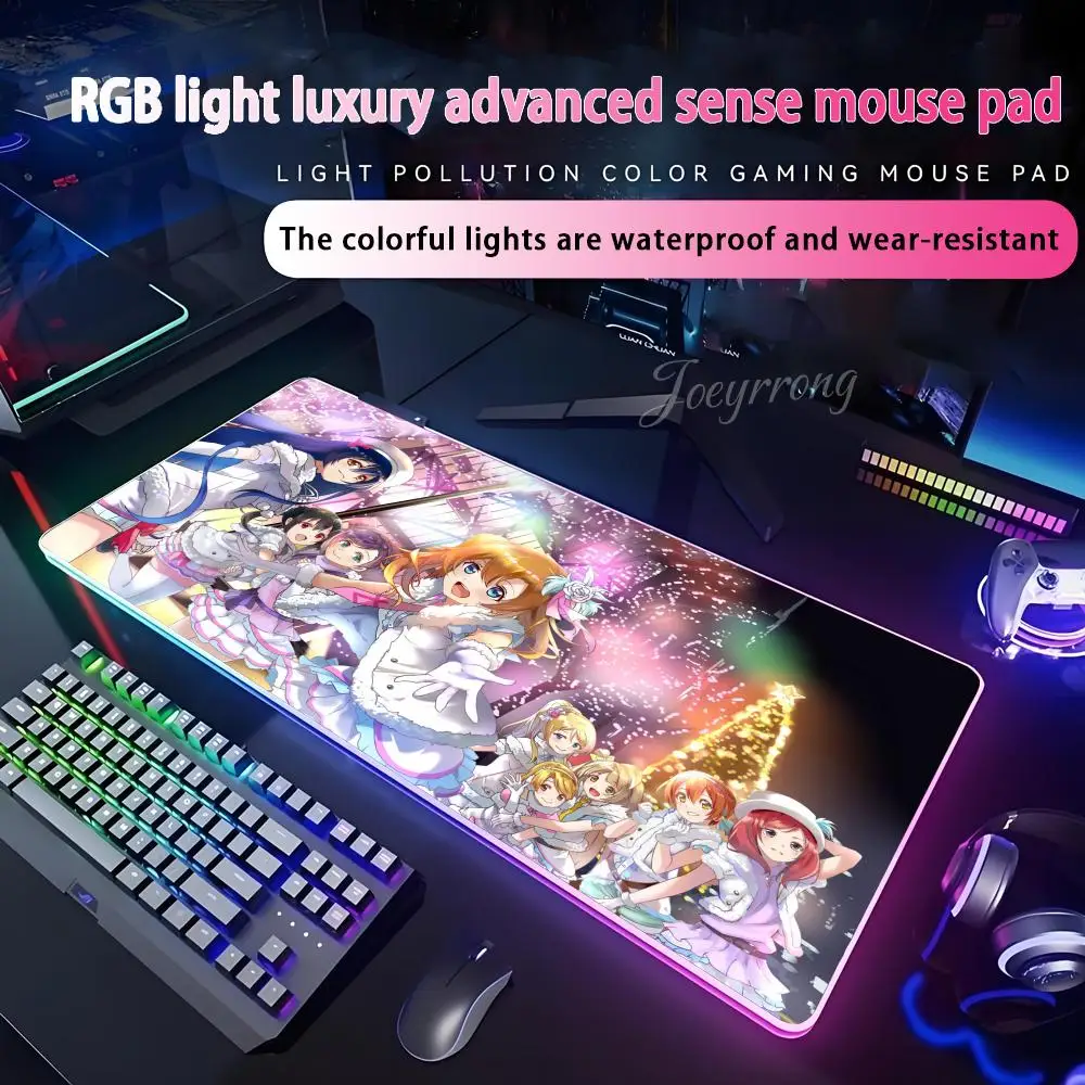 

Коврик для мыши Love Live School Idols, расширенная игровая клавиатура RGB, семь цветов, светодиодные коврики, большие 1000x500 мм, XXL, геймер