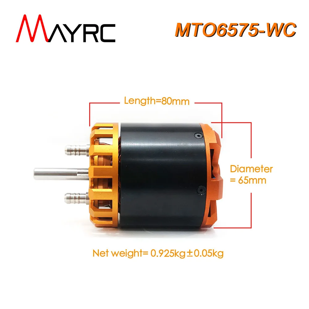 MAYRC 6575 270KV IP64 motore impermeabile 9-22S BLDC Outrunner motore Brushless con raffreddamento ad acqua per propulsore subacqueo E-foil