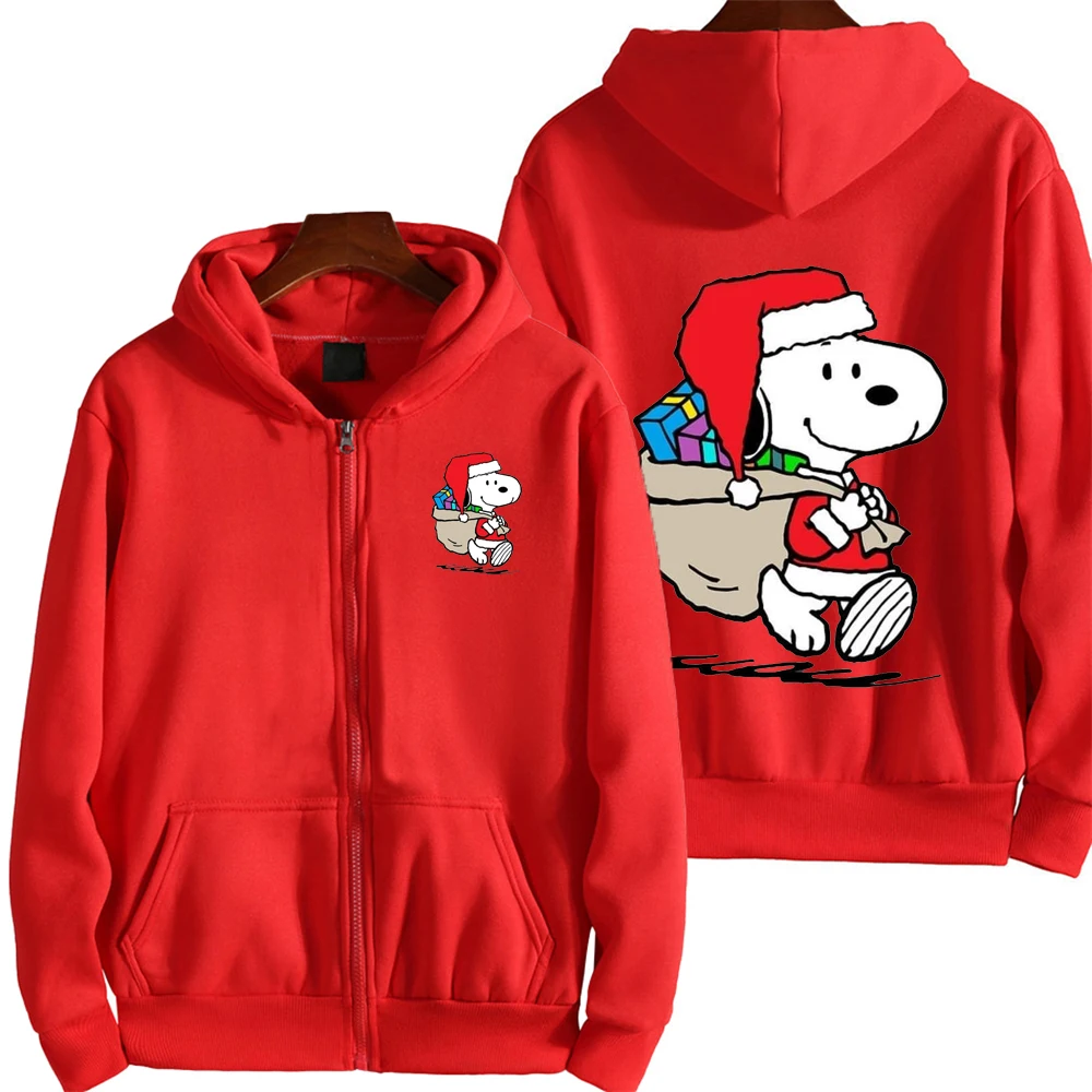 Christmas Snoopy Men Zipper Hoodie Spring Autumn Fashion Women Sweatshirt 2025 New Cartoon Anime Couple Jacket Coat Clothes