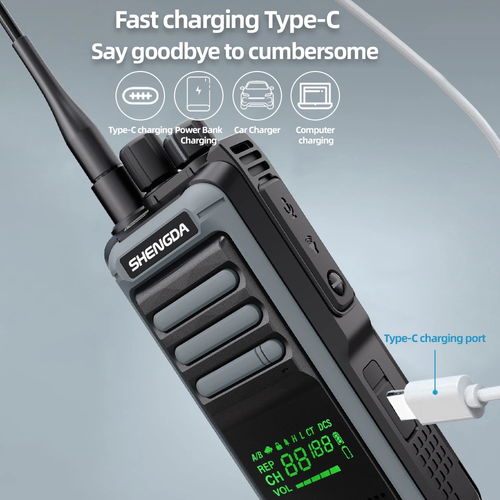 SD-8200トランシーバー 20w マルチバンド ハンディ無線機 FMラジオ VOX CTCSS/DCDS スキャン＆モニター Type-C充電 暗号化通話