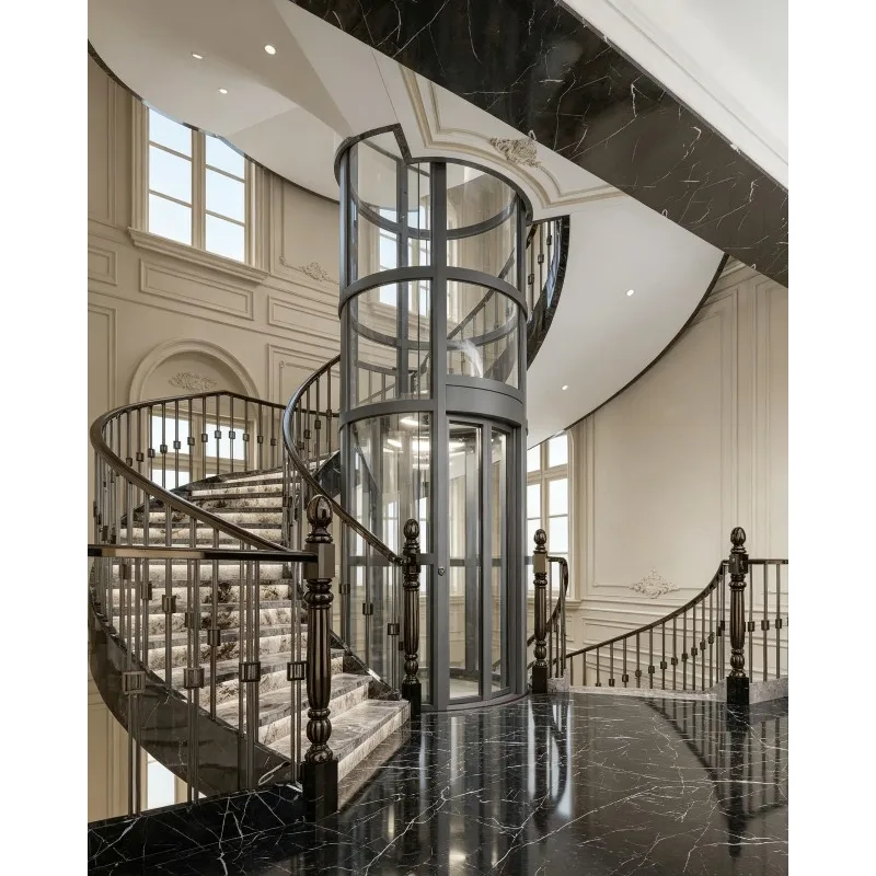 Modern Panoramic Home & Car Elevator Lift for 2-4 People 400kg Capacity AC Drive Hydraulic Safe Features Hotel Outdoor Park Use