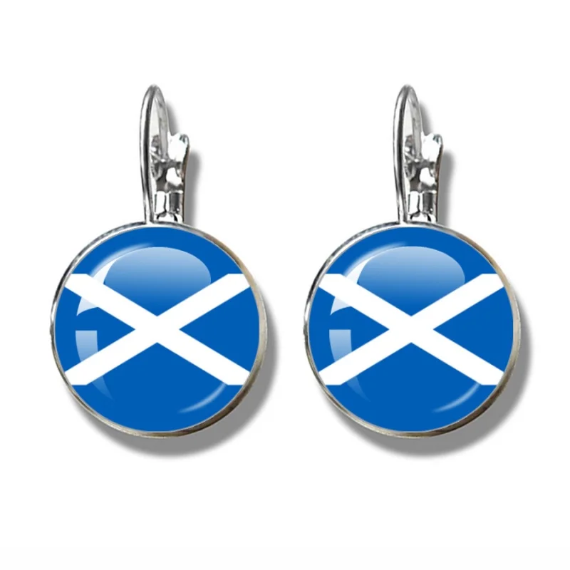 National Colombia, United States, Norway Etc National 16mm Hand made Round earring Alloy Glass Earring  Jewelry Women Gift