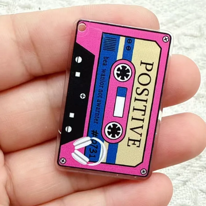 10pcs Music Acrylic Earring Charms Funny Magnetic Tape Pendant For Keychain Diy Jewelry Make