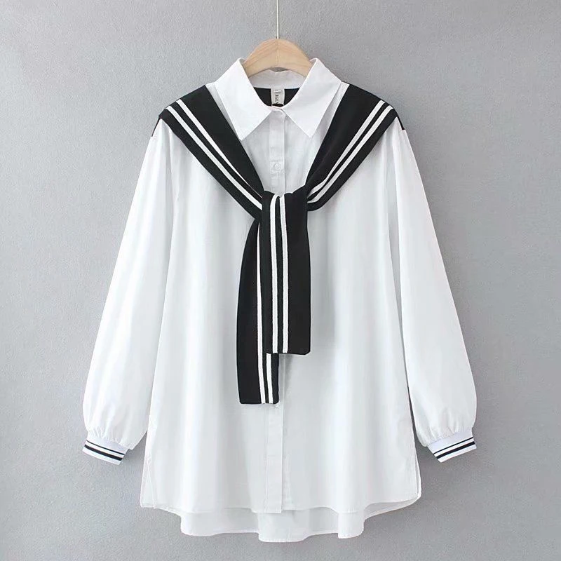 Camisa larga de moda coreana para mujer, Tops informales de primavera para mujer, blusa básica con una sola botonadura, estilo pijo Vintage, camisa