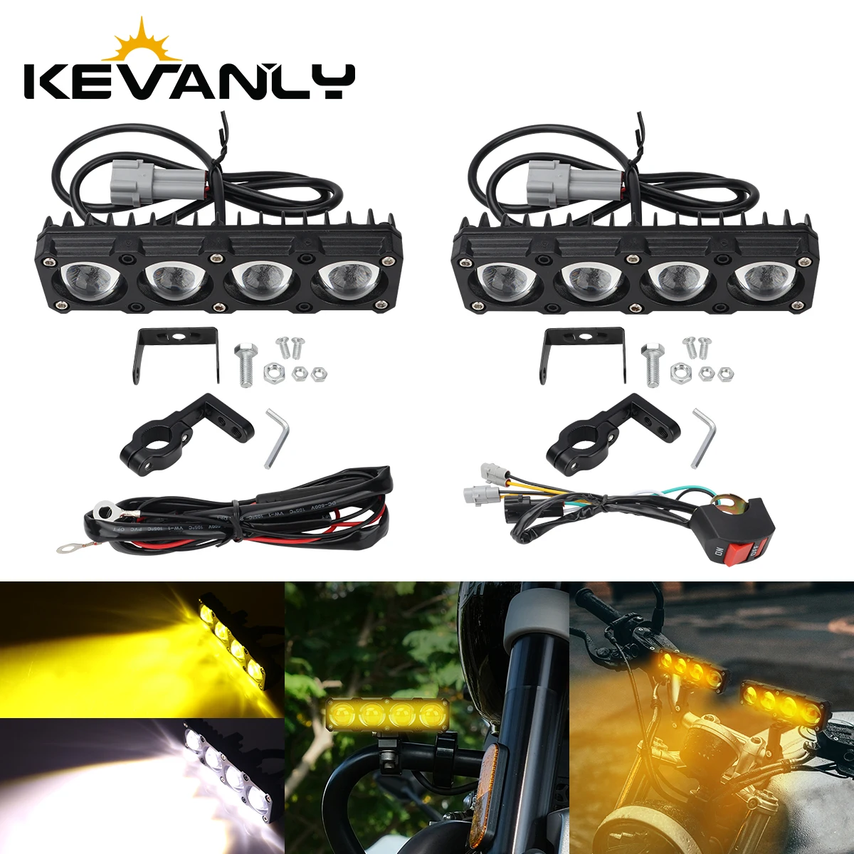 

1/2 PCS Motorcycle LED Lens Spotlight With bracket 12-24V 3570 3/4SMD Four Modes Headlight For Off-road vehicle JEEP Motorbike
