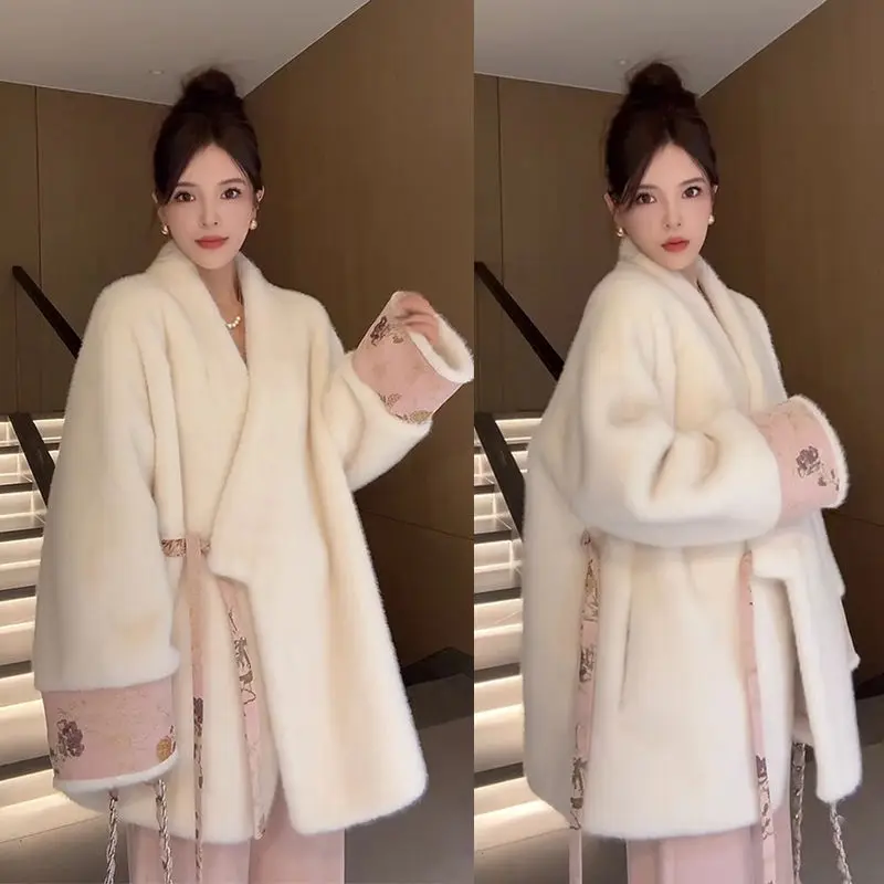 

Women's Autumn Winter Fur Jacket New Chinese Faux Fur Outerwear Design Luxury Brand Simple Fashion Soft Leisure Eco-friendly