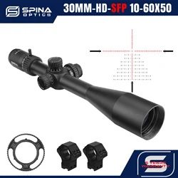 SPINA OPTICS FalconPoint 10-60X50 Second Focal Plane Tactical Scope 10-300m Hunting,Turrets Lock Reset Parallax 10yds