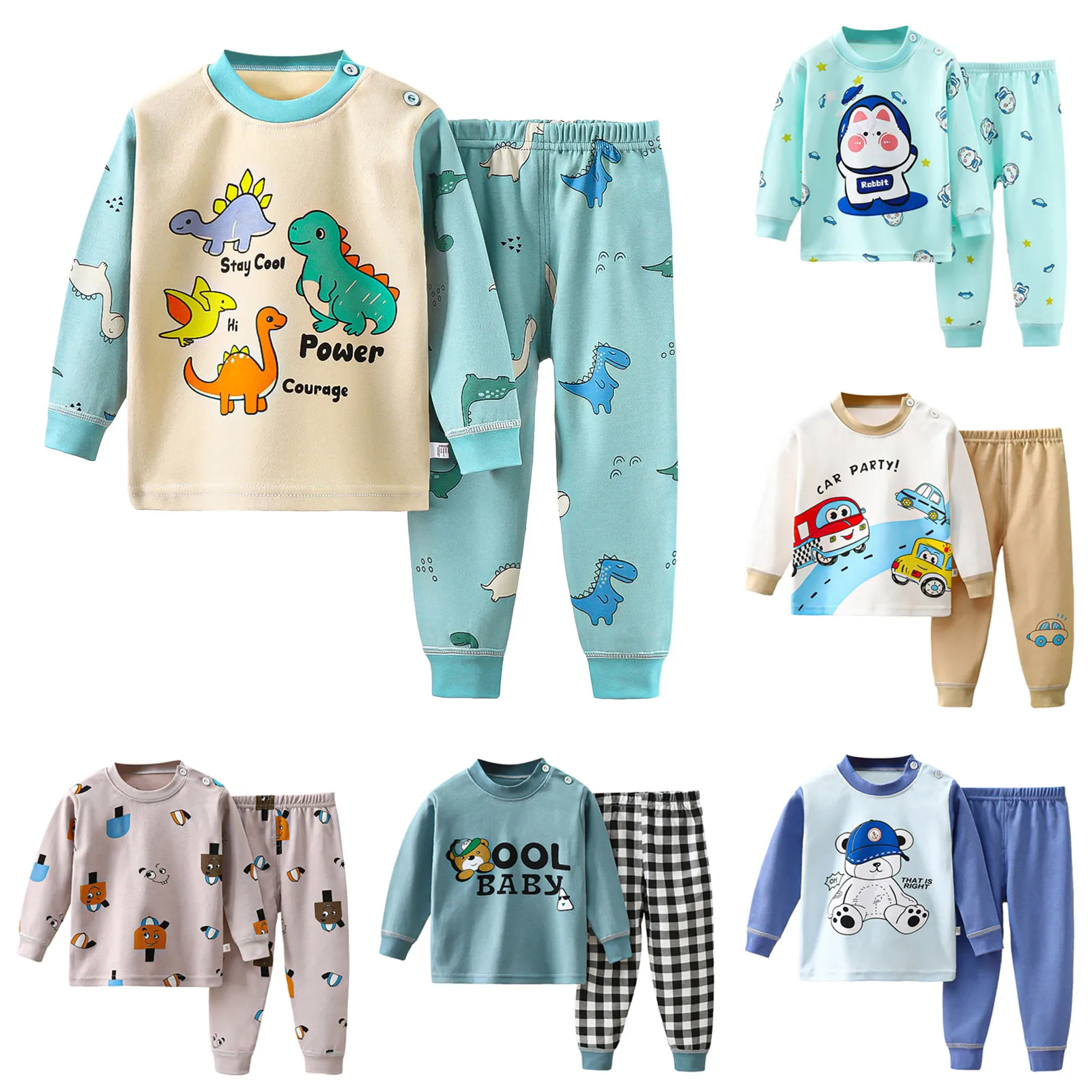 

Kids Pure Cotton Underwear Set New Autumn Long Sleeve Cartoon Patterns Pajamas Comfortable Breathable Children Homewear Sets