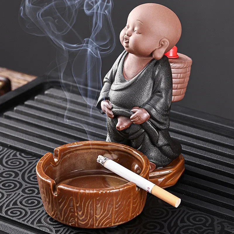 Ceramic ashtray living room tea table decoration Portable ashtray to prevent fly ash Home office supplies Holiday gift