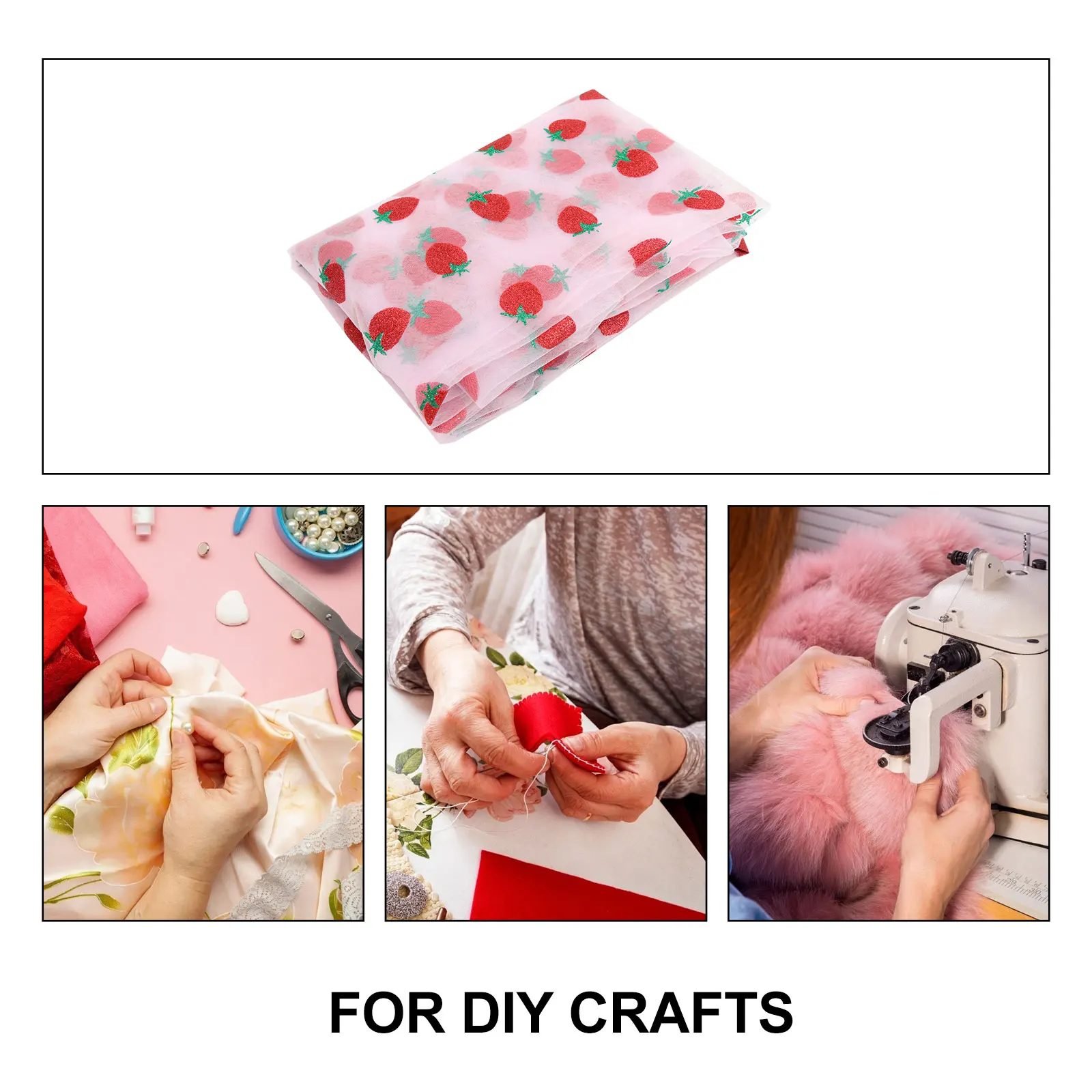

Strawberry Mesh Fabric Lightweight Pink Household Craft Decorative Dress Scarf Woman DIY Sewing Non Fading Color Tailor Size