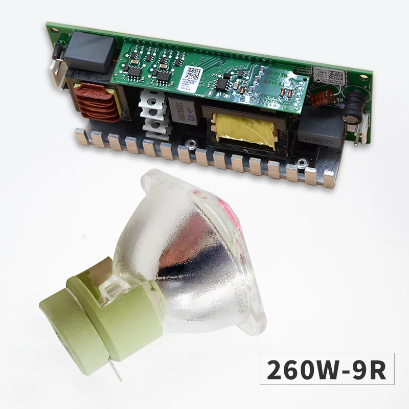 Bombilla de lámpara de los más vendidos móvil 9R 260W, balasto, fuente de alimentación 9R 260W, haz afilado, foco de cabeza móvi