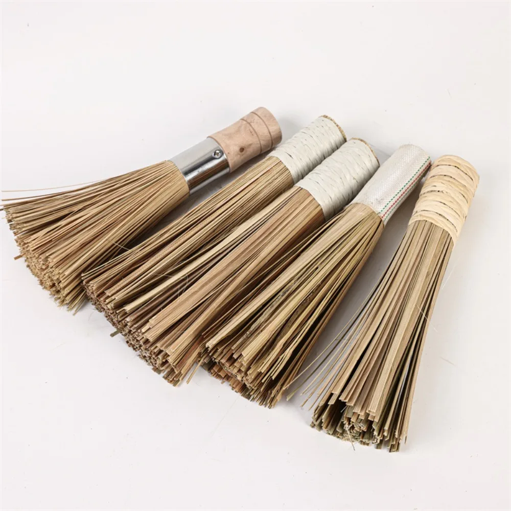 2 Pcs 12-Inch Cleaning Brushes Bamboo Multi-purpose Wok Cleaning Brush Good Flexibility Bamboo Cleaning Brush Kitchen