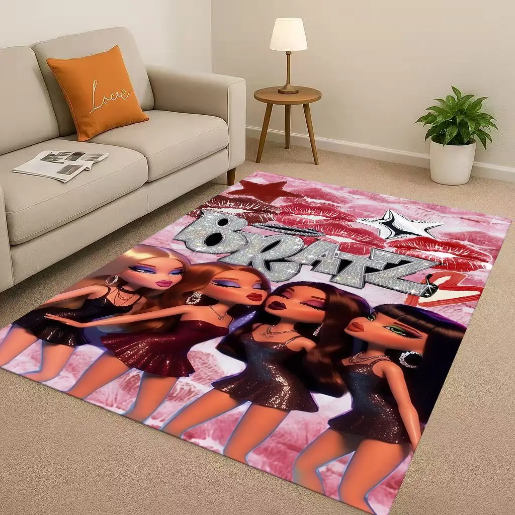 

3D Cartoon Bratz Doll Girl living Room Non-Slip Area Rug Soft Carpet for Bedroom Playroom and Sofa,Easy Clean Home Decor Doormat