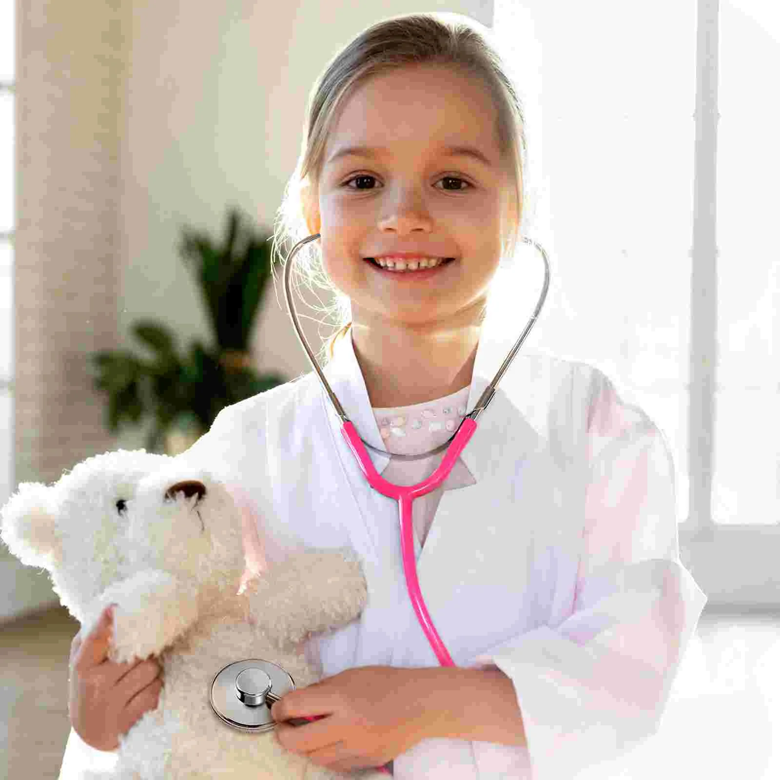 Stéthoscope jouet à usage unique pour enfants, infirmière en option pour enfants, médecin rose de simulation pour tout-petits