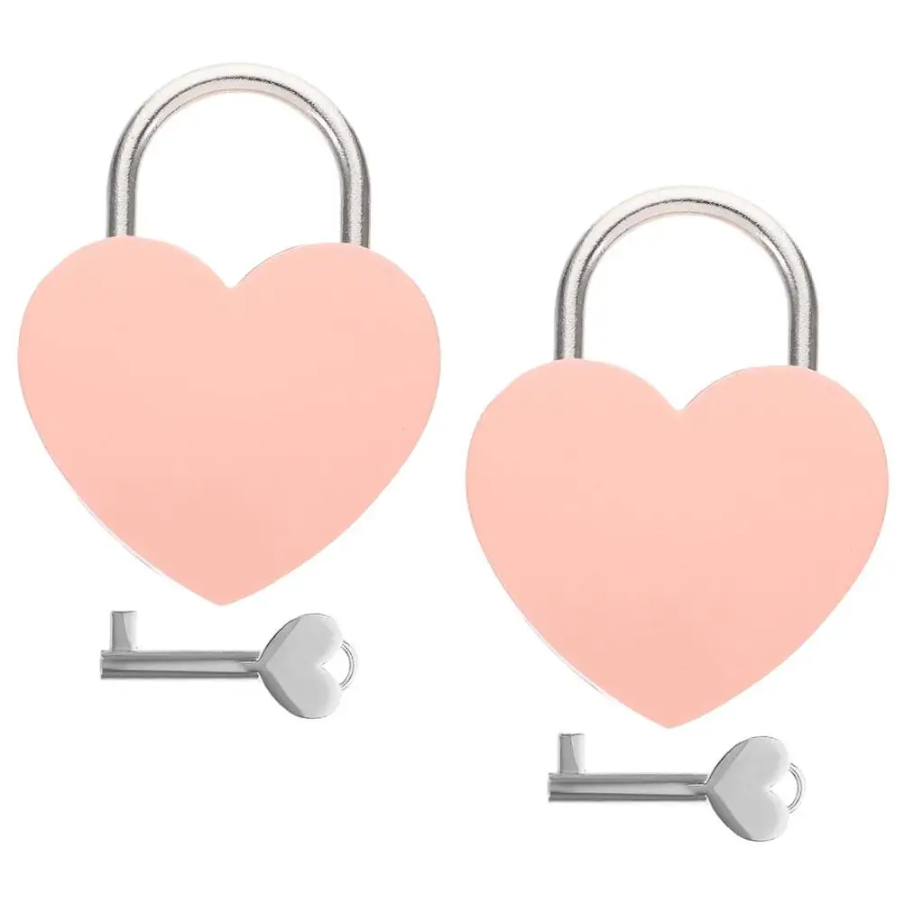 

Heart Shaped 2 Sets Pink Large Zinc Alloy Love Padlock for Luggage Travel Use Travel Padlocks Secure Storage