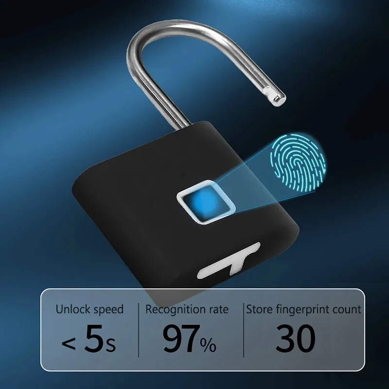 Fingerprint Padlock Anti-theft Waterproof Keyless Security Padlock Outdoor Lock Portable Smart Digital Lock Box Charging Port