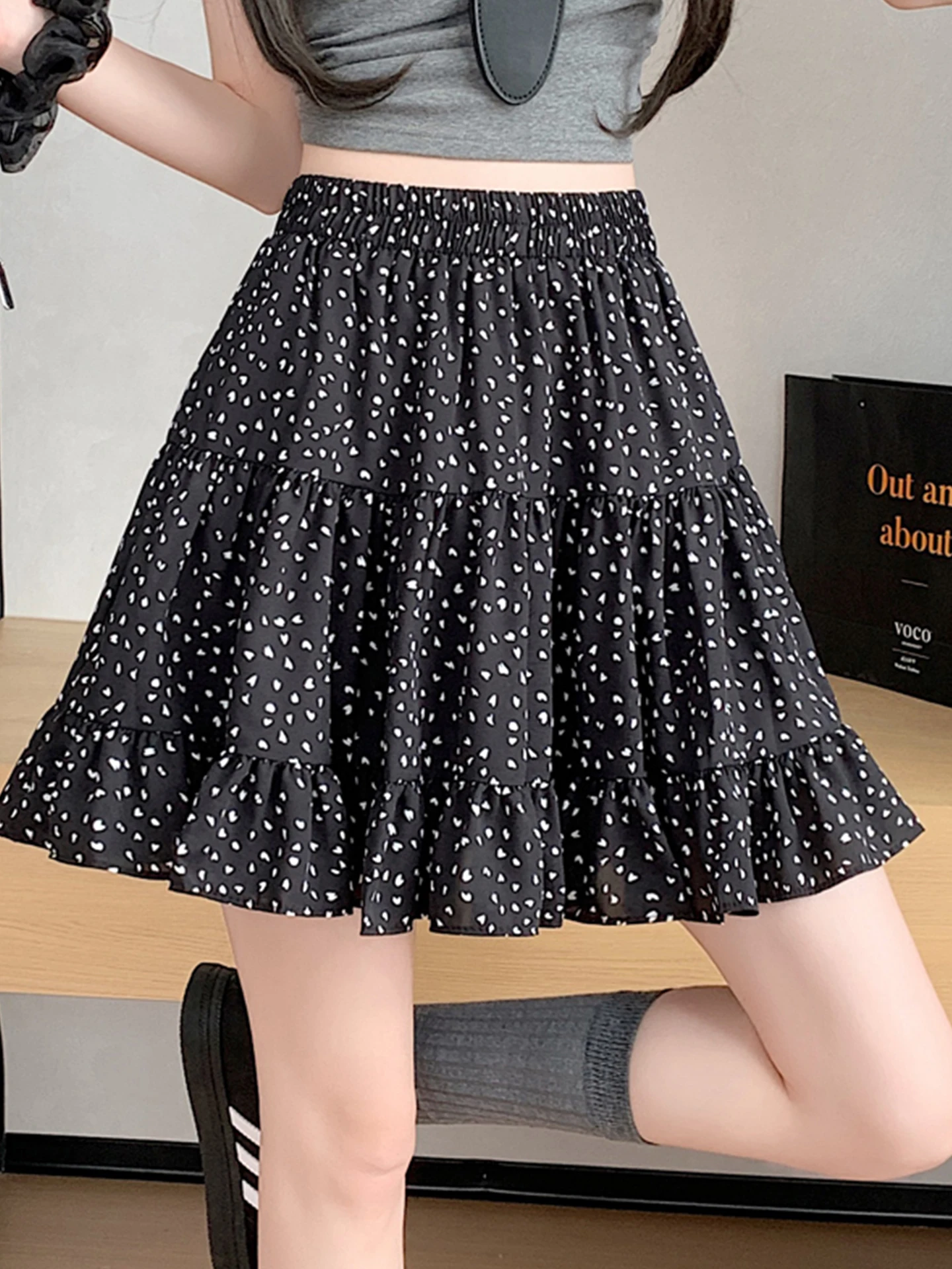 

Emily Clud Recommended Floral Print Skirt A-Line f-length Anti-Light Spring Summer ort Skirts for plus Size Women