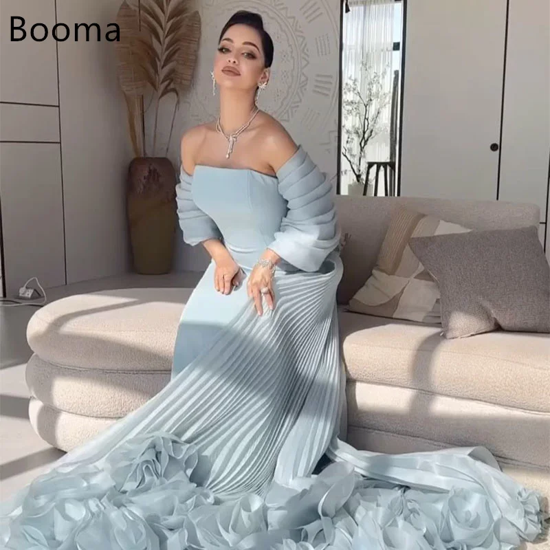 

Booma Elegant Evening Dresses Pleat Formal Party Gowns for Women 3D Flowers Sleeveless Long Saudi Arabic Prom Gown Customize