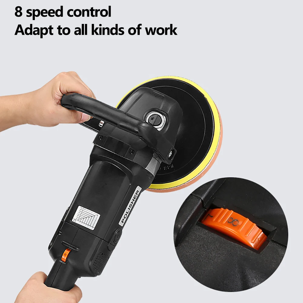 1400W High Power Car Polisher 8 Gears Auto Beauty Electric Polishing Waxing Machine Portable Car Detailing Scratch Repair Tools