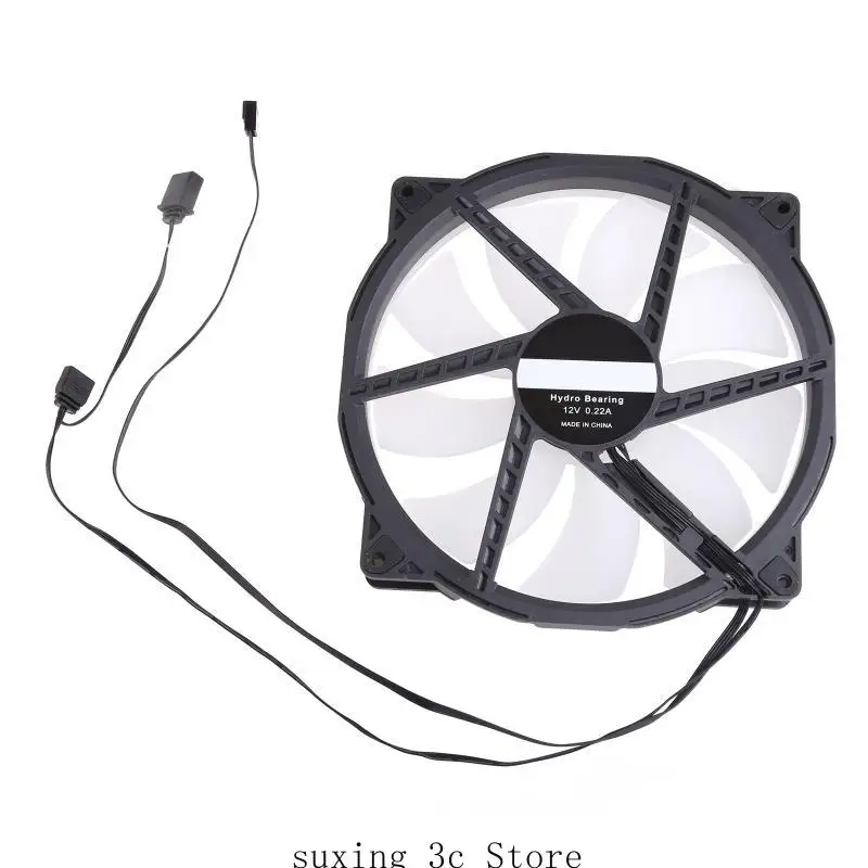 

E8BE High Performance and Quiet CPU PC Cooling Fan PC RGB for Case Fans 7.87in Computer Chassis Fan for Desktop Hydraulic Bea