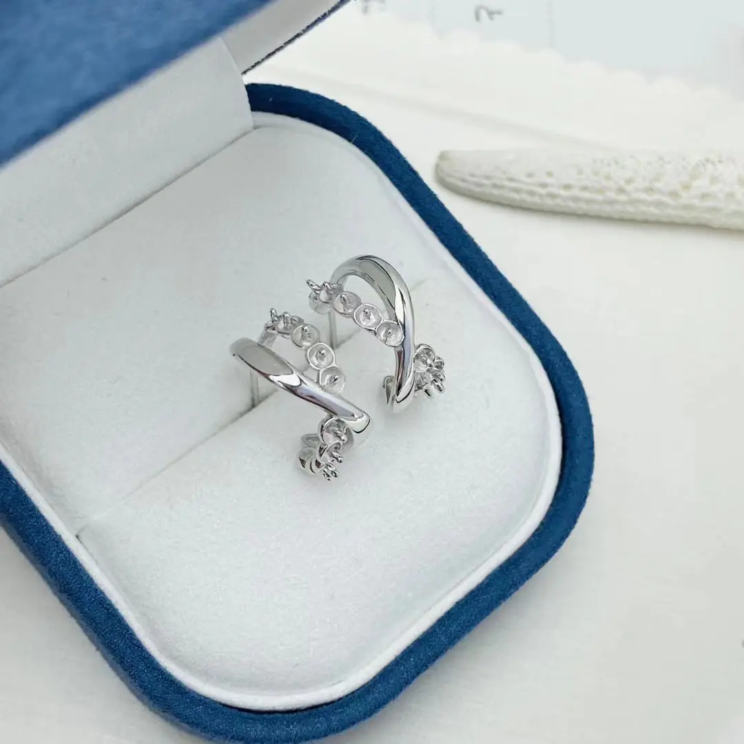 Wholesale S925 Sterling Silver Earrings Mount Findings Settings Base Mounting Parts Accessory for 3mm Pearls 5 pairs/lot